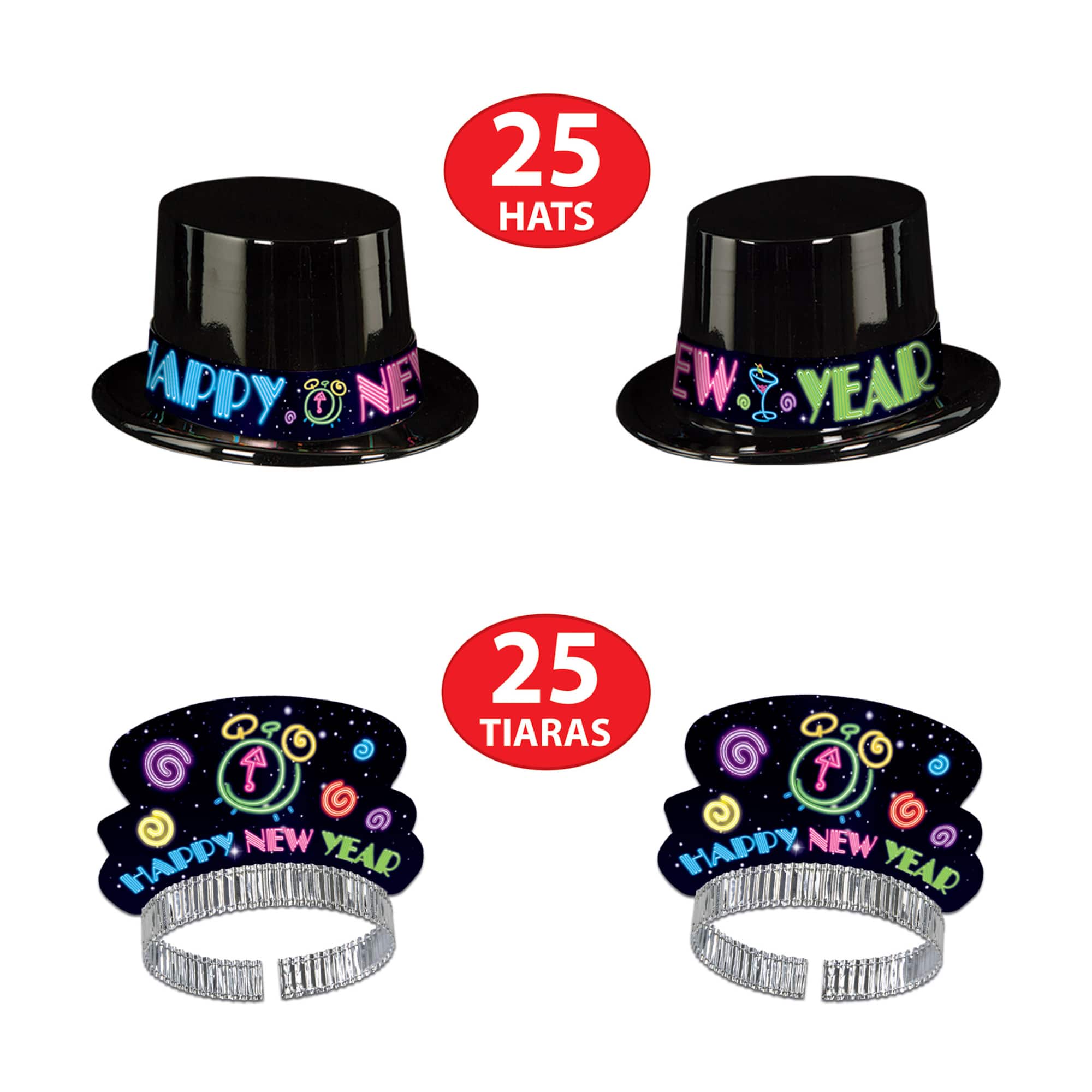 Beistle Neon New Year Party Favor Kit for 50